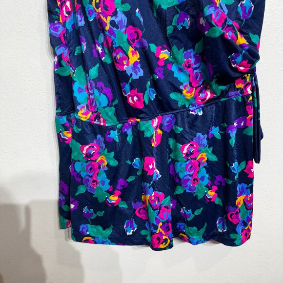 Maxine of Hollywood Navy Floral Vintage Swim Suit Sz 26W NWT - Picture 3 of 10